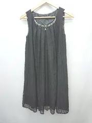 ◇ axes femme 装飾ビジュー レース 花柄 パーティー ノースリーブ ミニ ワンピース サイズM ブラック レディース P  【1404040002748】