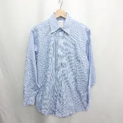 ◇ ⊇ BrooksBrothers ストライプ柄 長袖 シャツ サイズ表記なし ライトブルー系 メンズ E  【1411280020036】