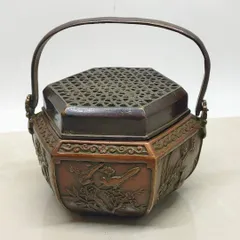 手炉　銅製　龍文蓋　手炙り　香炉　火鉢　茶道具　置物 手炉 銅製 龍文蓋 手炙り 香炉 火鉢 茶道具 置物 工芸品