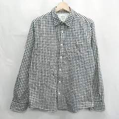 ◇ ⊂ nano universe ナノユニバース ギンガムチェック 長袖 シャツ サイズL ブラック メンズ E  【1502060035330】