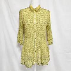 #anc ヒロコビス HIROKOBIS シャツ ブラウス 11 黄色 カーキ系 チュニック 刺繍 スカラップ 七分袖 薄手 レディース [941965]のサムネイル