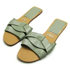 ザラ フラットサンダル ミュール 靴 レディース 35サイズ モスグリーン/ベージュ ZARA 【中古】