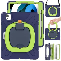 iPad Air 11インチ 2025(M3)/2024(M2)ケース/iPad Air 第5/4世代 ケース 360°回転持ち手 耐衝撃 ペンシル収納 頑丈 キッズ かわいい 子供 子ども 持ち手付き 肩掛け 斜め掛け アイパッド pro 11カ