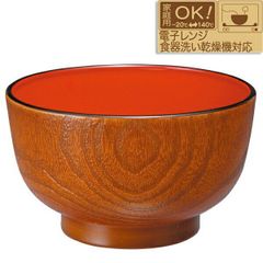 Kishu Lacquer 3.6-inch Soup Bowl, Wood Grain Finish, Dishwasher and Microwave Safe, Made in Japan