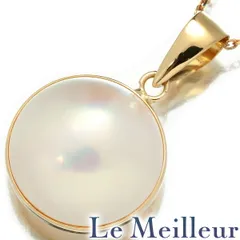 マベ真珠 13mm イエローゴールド K18YG マベパールペンダントネックレス 中古 プレラブド 返品OK