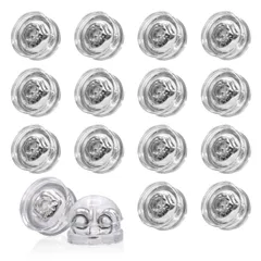 【新着商品】キャッチ ピアス ダブルロック かわいい シリコン 落ちない 8ペア シリコンピアスキャッチ 16個入り (プラチナ)