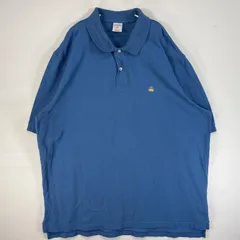 古着 90's/90年代 ブルックスブラザーズ Brooks Brothers 鹿の子 半袖 ポロシャツ ロゴ 刺繍 346 大きいサイズ 2ボタン XL  水色系 無地 メンズ