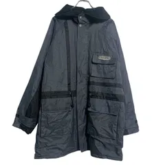 ジャケット XL 程 チャコールグレー ブラック ジップアップ ビッグサイズ ラグラン ワンポイント ロゴ 古着卸 アメリカ仕入 a612-6402