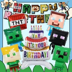 マインクラフトY  誕生日 パーティバルーン ガーランドセット バルーン 飾り付け  ハッピーバースデー 風船 プレゼント マイクラ 男の子 子供 キッズ Minecraft ブロック ゲーム 建築 世界 女の子 記念日 グッズ パーティー