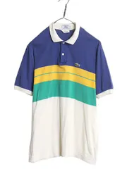 【お得なクーポン配布中!】 70s 80s ラコステ ボーダー 半袖 ポロシャツ メンズ M 小さめ S 程/ ヴィンテージ 半袖シャツ スムース コットン カットソー マルチカラー