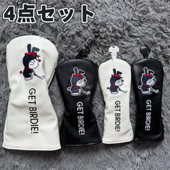 新品【4点セット】ドラえもん ゴルフクラブヘッドカバー ホワイト+ブラック父の日