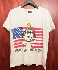 レア MADE IN USA製 80s～90s Changes × PEANUTS SNOOPY 「MADE IN THE U.S.A.」 アメリカ星条旗プリントTシャツ ホワイト Mサイズ
