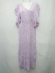 ◇ ⊂ ◎ tocco closet カシュクール風 パフスリーブ 膝下丈 ワンピース サイズM ラベンダー系 レディース P  【1411070010988】