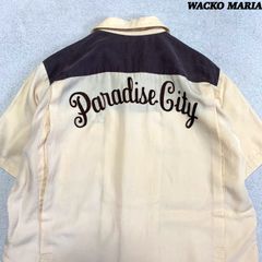 WACKO MARIA ボーリングシャツ ボウリングシャツ ワークシャツ クリーニング済 オープンカラー 開襟 両面刺繍 "Paradise City" ショートスリーブ 半袖 Mサイズ イエロー 黄色 ワコマリア