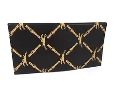 LONGCHAMP ロンシャン レザー 総柄 二つ折り 長財布 ウォレット 札入れ メンズ ダークブラウン系×ベージュ系 DK2473