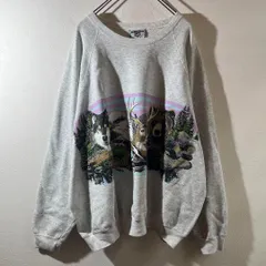 K-1 ヴィンテージ Lee 動物プリント ラグラン スウェット 4XL グレー