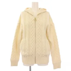 ブルーレーベルクレストブリッジ BLUE LABEL CRESTBRIDGE ニットジャケット ブルゾン アウター ジップアップ フード ケーブル編み ウール 38 アイボリー /BBのサムネイル