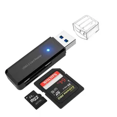 【数量限定】microSD SD 高速転送 SDXC 高耐久 超小型 ポータブルカードリーダー SDHC用などに対応（ブラック） 3.0 USB 2-in-1