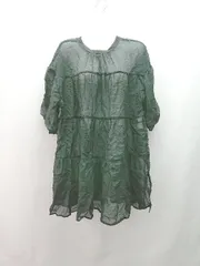 ◇ Discoat ディスコート ティアードデザイン シアー素材 リボン ロング丈 半袖 ブラウス サイズF ブラック レディース E 【1310130012507】