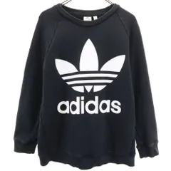アディダス トレフォイルロゴ 長袖 スウェット トレーナー OT ブラック系 adidas 裏起毛 レディース