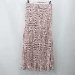 ◇ ⊇ MISCH MASCH　ミッシュマッシュ 透け編み ロング フレア ニットスカート サイズM ピンク系 レディース E  【1506130001812】