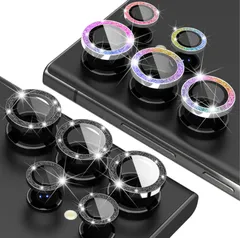 【数量限定】for Samsung Galaxy S24 Suoman Ultraカメラレンズ保護フィルム(2セット) ピカピカの9H強化ガラスカメラ保護カバー-カラー+黒