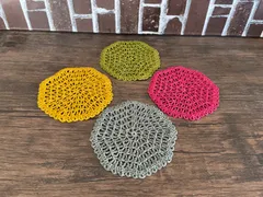 【296】ハンドメイド　レース編み　コースター4枚セット