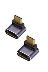 【在庫処分】8K HDMI延長アダプタ HDMIミニ L型 HDMI2.1変換アダプター HDMI(メス) 8K@60Hz to 4K@144Hz HDMI(オス) 2K@240Hz Mini HDR対応 L型変換アダプタ 金メッキコネクタ HDMI 2個セッ