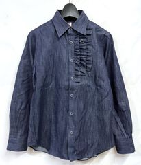 Jipijapa｜ヒピハパ デニム フリル ボディピアス デニム ブラウス シャツ