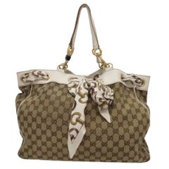 ≪値下げ≫【中古】GUCCI グッチ 153033 トートバッグ GGキャンバス ブラウン×ホワイト レディース ブランドバッグ A2300033 【無料ギフトラッピング承ります】