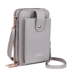 [FairyPomu] スマホショルダー スマホポーチ 財布 斜めがけ ショルダーバッグ レディース スマホポシェット ミニバッグ ポシェット ポーチ (グレー) [グレー]