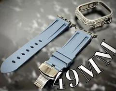 シルバー　レッド　ultra用　49mm アップルウォッチ　ケースカバーApple Watch. ✴︎Dラバーベルト ラバーバンド　キラキラカバー　ケース