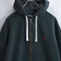 90s Polo by Ralph Lauren ラルフローレン フルジップ スウェットパーカー ヴィンテージ ブラック フェード ビンテージ USA アメリカ古着 メンズLサイズ