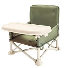 [HB.YE]ベビーチェア テーブルチェア 子供 お食事椅子 折り畳み携帯ベビーシート 赤ちゃんハイチェア ストラップのデザイン アルミダイニングテーブルと椅子 6ヶ月から3歳まで 大容量収納袋 多機能チェア (緑 38x28x28cm)