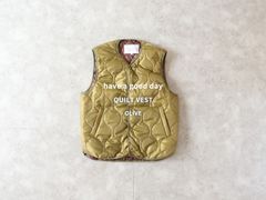 【SALE】have a good day / QUILT VEST - OLIVE