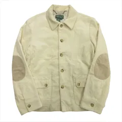 ローレンジーンズ LAUREN JEANS ラルフローレン RALPH LAUREN 80's 90's エルボーパッチ コーデュロイ カバーオール ワーク ジャケット ブルゾン コーデュロイ レザー L アイボリー メンズ※のサムネイル