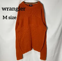 【Wrangler JEANS co】M リブニット　クルーネック　コットン　オレンジ　US古着のサムネイル