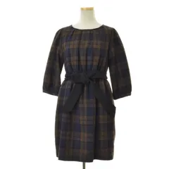 【Anatelier】ウール混チェック七分袖ワンピース