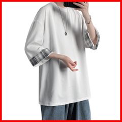 【新品・未使用】メンズ 七分袖 無地 大きい メンズ サイズ ビックシルエット 夏 ゆったり tシャツ 丸襟 柔らかい 快適 軽い 夏服 柔らかい トップス シンプル かっこいい [foveitaa] バック プリント 服