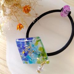 琉球ガラスヘアゴム　ハンドメイド　レジン