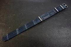 ◆クロコダイルNATO G10Strap◆北米産本クロコダイル カスタムオーダー(ラグ幅/バックルカラー) ネイビー 受注生産(納期10日前後) ワニ革 腕時計ベルト