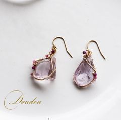 アンダラクリスタル　原石ピンクのピアス〔sa2909〕