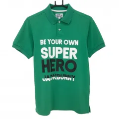 ジャックバニー 半袖ポロシャツ グリーン×白 フロントプリント メンズ 4(M) ゴルフウェア Jack Bunny