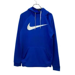 NIKE プリントスウェット パーカー S ブルー ホワイト ナイキ プルオーバー ビッグプリント スポーティ 古着卸 アメリカ仕入 a709-6349