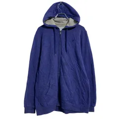 Champion ロゴスウェット パーカー XL ダークブルー チャンピオン 刺繍 ジップアップ 裏起毛 ビッグサイズ 古着卸 アメリカ仕入 a703-5436