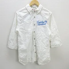 G■ガッチャ/GOTCHA 七分袖シャツ/刺繍【L】白/men's/136【中古】■