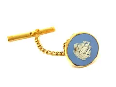 ■美品■ WEDGWOOD ウェッジウッド ジャスパー タイタック ネクタイピン アクセサリー 紳士 ライトブルー系×グレージュ系 DG4281のサムネイル