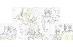 【中古】ポストカード 炭治郎＆善逸＆伊之助 展示原画ポストカード5枚セット  第二期 後半 「劇場版 鬼滅の刃 無限列車編×ufotable Cafe  第二期 後半」