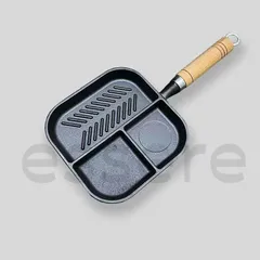卵焼き器 仕切り付き 玉子焼き器フライパン トリブルパン 卵焼き 卵1個 玉子1個 角型フライパン 朝食 お弁当作り 調理器具 時短調理 同時調理のサムネイル