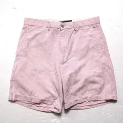 90's 00's ポロラルフローレン ノータック シアサッカー ストライプ コットン ショーツ (32) ピンク×白 90年代 00年代 旧タグ オールド　アメリカ古着 USED  ビンテージ ヴィンテージ